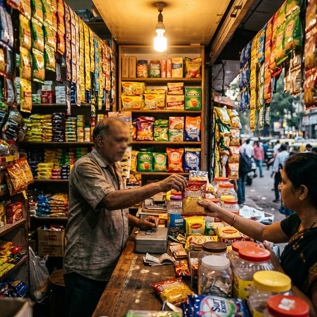 A neighbourhood store counter — where familiarity turns into a purchase